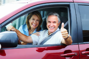 Happy Couple in a Car